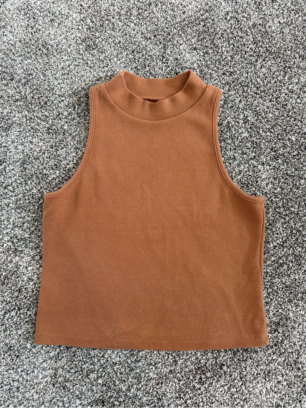 a new day Rust Brown Sleeveless Mock Neck Ribbed Tank